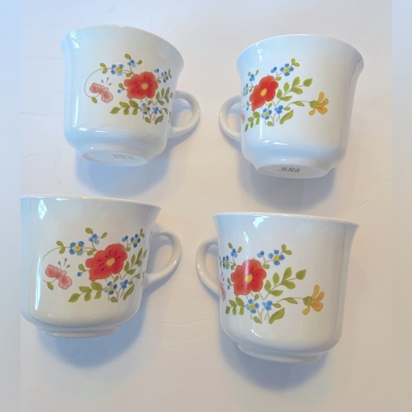 Vintage Corelle by Corning WILDFLOWER Coffee Cups Mugs Lot of 4, drink w… - Picture 1 of 8